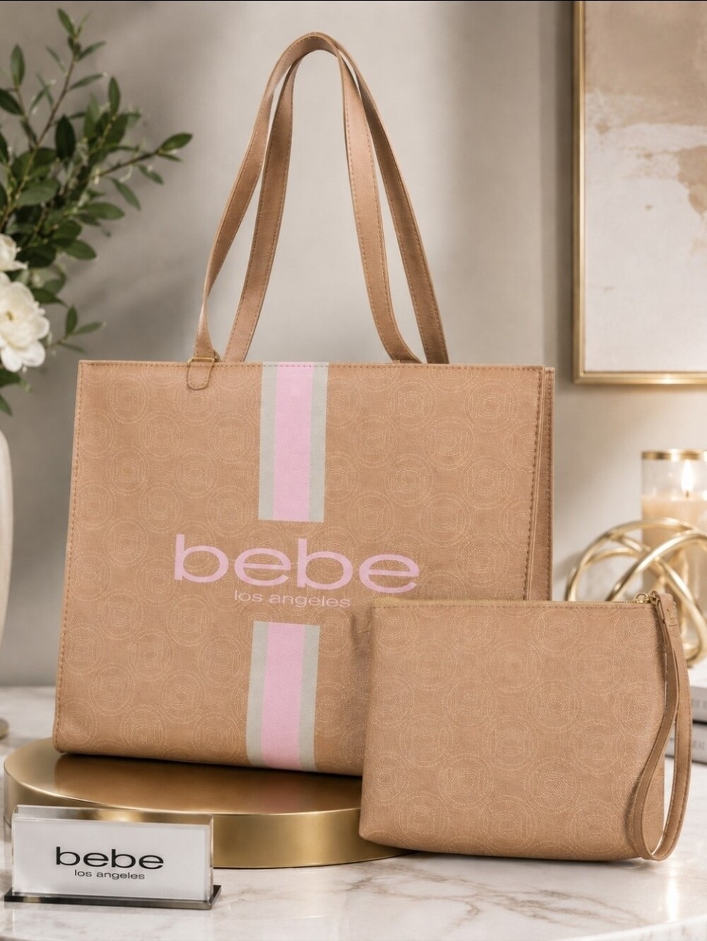 bebe “Ember” Large Tote + Mini Insert — New With Tags